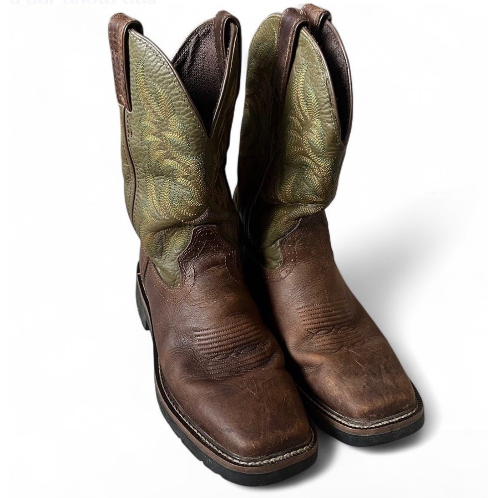 Justin Boots Driller Brown Western Work Steel Toe Men's Size 7 1/2 D, Preowned.